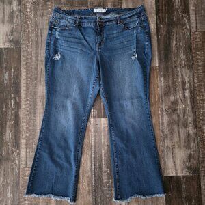 Torrid Woman's Distressed Wide Leg Raw Hem Blue Jeans Size 26R